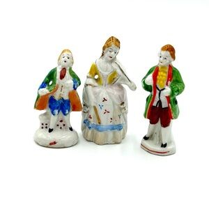Vintage Occupied Japan Hand Painted Set of 3 Porcelain Figurines